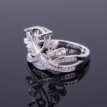 7*9mm Teardrop Gemstones Prong Bezel Wedding Ring Setting 925 Silver Gold Plated