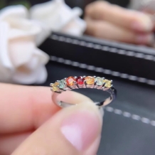 7 Stones 2.5/3mm Gemstones Ring Setting Silver And Gold Plated