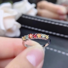 7 Stones 2.5/3mm Gemstones Ring Setting Silver And Gold Plated