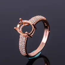 7x9 8x10mm Halo Setting 925 Silver Gold Plated Ring Mount For Oval Emerald