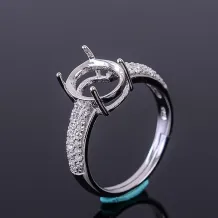 7x9 8x10mm Halo Setting 925 Silver Gold Plated Ring Mount For Oval Emerald