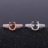 7x9 8x10mm Halo Setting 925 Silver Gold Plated Ring Mount For Oval Emerald