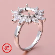 8*10mm Oval 6 Prong Round Engagement Ring Setting 925 Sterling Silver Gold Plated