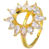 8*10mm Oval 6 Prong Round Engagement Ring Setting 925 Sterling Silver Gold Plated