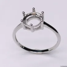 8x8mm 6 Prong Bezel Round Engagement Ring Setting Sterling Silver With Gold Plated