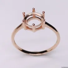 8x8mm 6 Prong Bezel Round Engagement Ring Setting Sterling Silver With Gold Plated