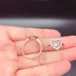 8x8mm Heart Prong Bezel Empty Ring Mount 925 Sterling Silver Gold Plated