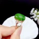 925 Gold Plated 4-Prong Ring Setting for 13x18mm Oval Jadeite/Nephrite