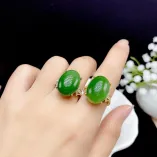 925 Gold Plated 4-Prong Ring Setting for 13x18mm Oval Jadeite/Nephrite