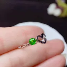 925 Silver 18K Gold-Plated Adjustable 4-Prong Ring Setting For 4x4mm Round Jade/Colored Gemstones