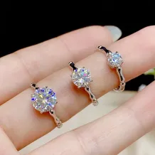 925 Silver 18K Gold-Plated Bamboo-Joint Ring Setting For 3/4/5/6/7/8mm Round Moissanite