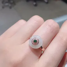 925 Silver 18K Gold-Plated Bi-Disc Ring Setting for Jade Pendants 10mm Post