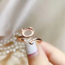 18K Gold-Plated Cat Ring Settings For 5x7mm &amp; 6x8mm Oval Stones (925 Silver, Bezel Set, Unset)