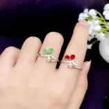 925 Silver & 18K Gold Plated Cluster Ring Setting for 4-5mm Ruby/Sapphire/Emerald Gemstones