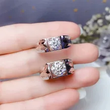 925 Silver 18K Gold-Plated Men's Ring Settings 'Eternal Love' Design for 6/8mm Round Moissanite Unset