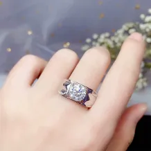 925 Silver 18K Gold-Plated Men's Ring Settings 'Eternal Love' Design for 6/8mm Round Moissanite Unset