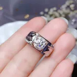 925 Silver 18K Gold-Plated Men's Ring Settings 'Eternal Love' Design for 6/8mm Round Moissanite Unset