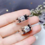 925 Silver 18K Gold-Plated Men's Ring Settings 'Eternal Love' Design for 6/8mm Round Moissanite Unset