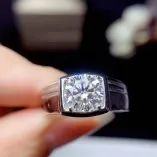 925 Silver 18K Gold-Plated Men's Ring Settings For 5mm (0.5ct) & 6.5/8/9mm (1-3ct) Round Moissanite Unset