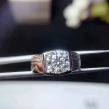 925 Silver 18K Gold-Plated Men's Ring Settings For 5mm (0.5ct) &amp; 6.5/8/9mm (1-3ct) Round Moissanite Unset