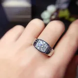 925 Silver 18K Gold-Plated Men's Ring Settings For 5mm (0.5ct) & 6.5/8/9mm (1-3ct) Round Moissanite Unset
