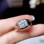 925 Silver 18K Gold-Plated Men's Ring Settings For 5mm (0.5ct) & 6.5/8/9mm (1-3ct) Round Moissanite Unset