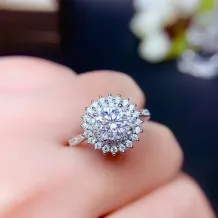 925 Silver 18K Gold-Plated Moissanite Ring Setting For 6.5mm (1ct) Round Unset