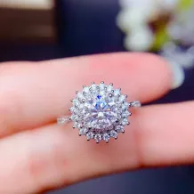 925 Silver 18K Gold-Plated Moissanite Ring Setting For 6.5mm (1ct) Round Unset