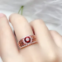 925 Silver 18K Gold-Plated Openwork Ring Setting For 6x6mm Round Jade/Nephrite/Colored Gemstones Unset