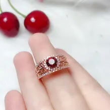 925 Silver 18K Gold-Plated Openwork Ring Setting For 6x6mm Round Jade/Nephrite/Colored Gemstones Unset