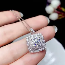 925 Silver 18K Gold-Plated Pendant Settings For 6.5mm (1ct), 8mm (2ct) &amp; 9mm (3ct) Round Moissanite Unset