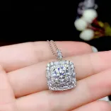 925 Silver 18K Gold-Plated Pendant Settings For 6.5mm (1ct), 8mm (2ct) & 9mm (3ct) Round Moissanite Unset
