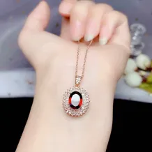 925 Silver 18K Gold-Plated Ring &amp; Pendant Setting T-Bar Design for 7x9mm Oval Ruby/Topaz