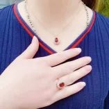 925 Silver 18K Gold-Plated Ring & Pendant Setting T-Bar Design for 7x9mm Oval Ruby/Topaz