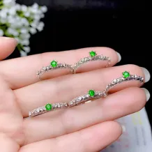 925 Silver 18K Gold-Plated Ring Setting for 3mm Round Diopside/Emerald