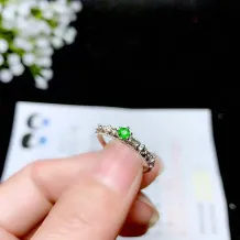 925 Silver 18K Gold-Plated Ring Setting for 3mm Round Diopside/Emerald