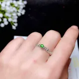925 Silver 18K Gold-Plated Ring Setting for 3mm Round Diopside/Emerald