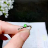 925 Silver 18K Gold-Plated Ring Setting for 3mm Round Diopside/Emerald