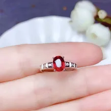 925 Silver 18K Gold-Plated Ring Setting For 5x7mm Oval Ruby Unset