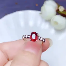 925 Silver 18K Gold-Plated Ring Setting For 5x7mm Oval Ruby Unset