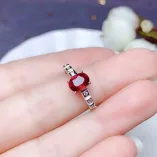 925 Silver 18K Gold-Plated Ring Setting For 5x7mm Oval Ruby Unset