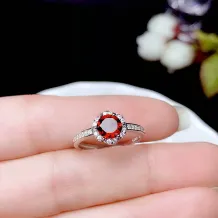 925 Silver 18K Gold-Plated Ring Setting For 6.5mm Round Moissanite &amp; Colored Gemstones