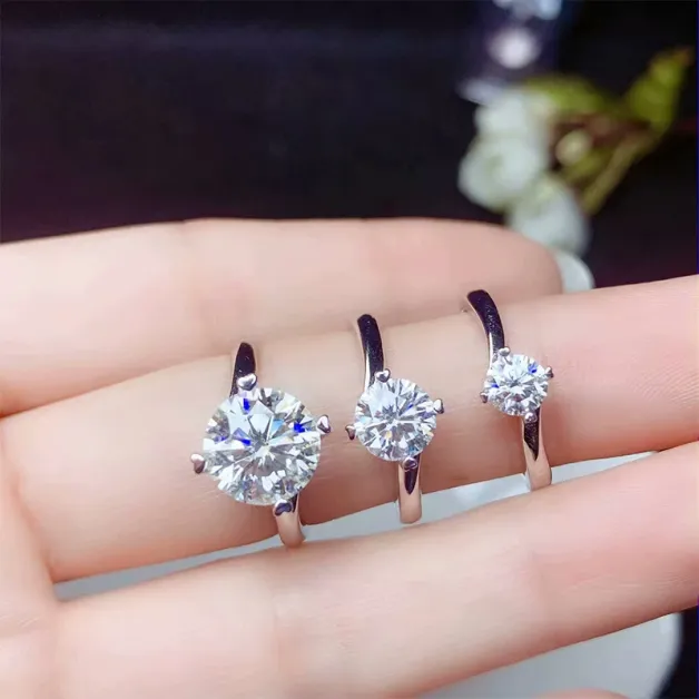 925 Silver 18K Gold-Plated Ring Settings Twisted Shank 4-Prong Design for 5mm (0.5ct) & 6.5mm/9mm (1-3ct) Round Stones