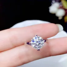 925 Silver 18K Gold-Plated Ring Settings Twisted Shank 4-Prong Design for 5mm (0.5ct) &amp; 6.5mm/9mm (1-3ct) Round Stones