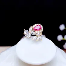 925-Silver 18k Two-Tone Gold-Plated Luxury Ring Setting For 4x6mm Pear-Shaped Colored Gemstones