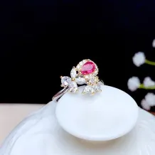 925-Silver 18k Two-Tone Gold-Plated Luxury Ring Setting For 4x6mm Pear-Shaped Colored Gemstones