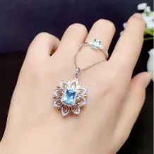 925 Silver 18k Two-Tone Gold-Plated Ring &amp; Pendant Setting For 4x6/5x7mm Square Topaz/Ruby