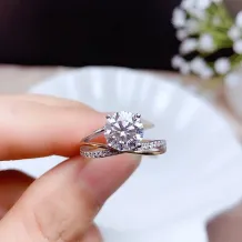 925 Silver 18K Two-Tone Gold-Plated Ring Setting For 5/6.5/8mm Round Moissanite