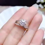 925 Silver 18K Two-Tone Gold-Plated Ring Setting For 5/6.5/8mm Round Moissanite