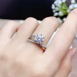 925 Silver 18K Two-Tone Gold-Plated Ring Setting For 5/6.5/8mm Round Moissanite